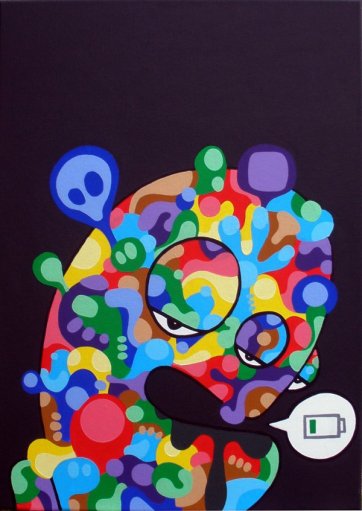 Low Battery, 2012, acrilico su tela, 50×70