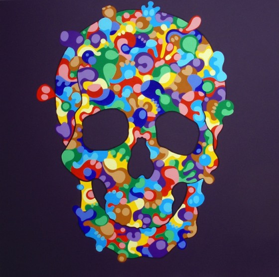 Back to skull, 2013, acrilico su tela, 100×100